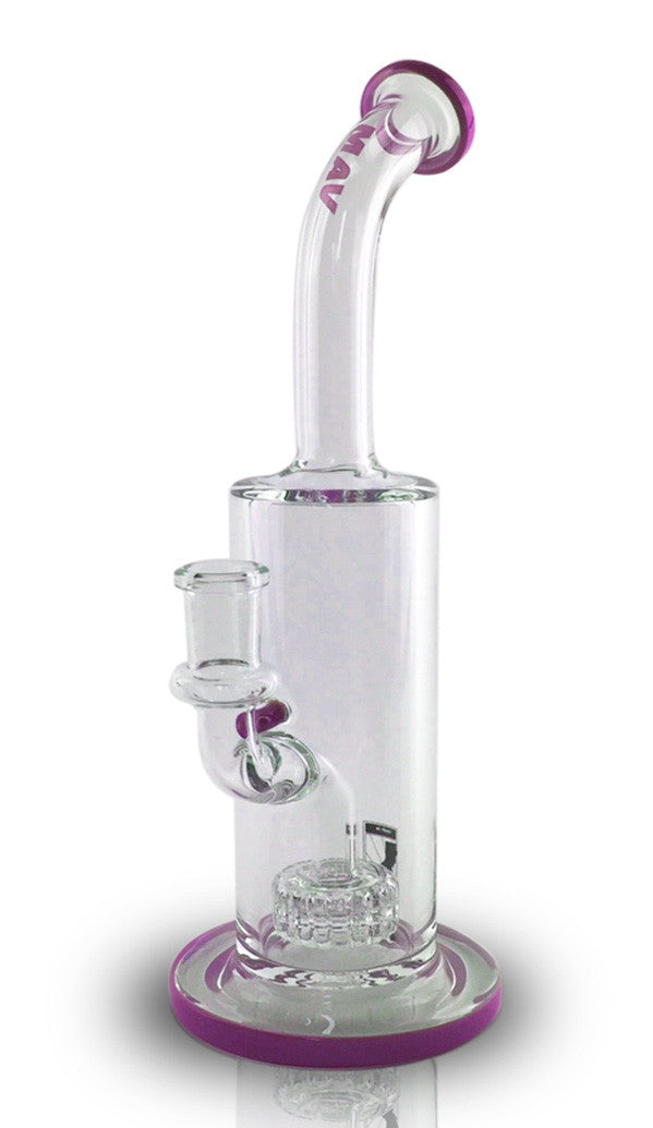 MAV Glass - Pink Matrix Perc Dab Rig with Heavy Wall Design and Hammer Head Percolator - Front View