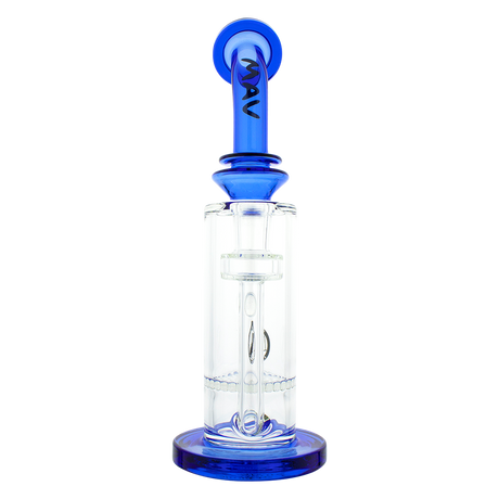 MAV Glass - Mini Bent Neck Bong with Blue Honeycomb Perc, Front View on White Background