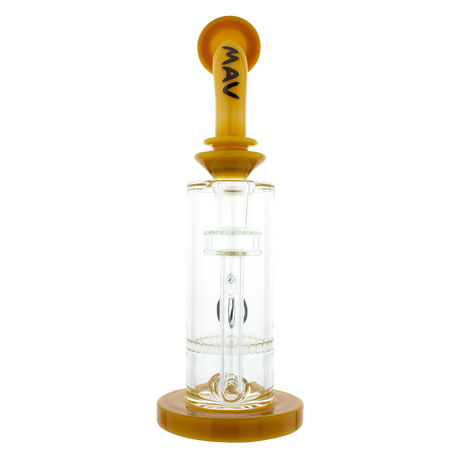MAV Glass - Mini Bent Neck Honey Perc Bong in Orange, 9" Height, Honeycomb Percolator, Front View