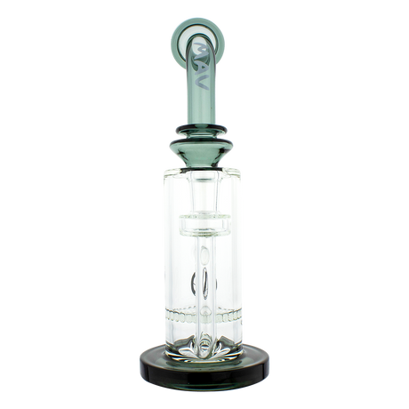 MAV Glass - Mini Bent Neck with Honeycomb Perc, 9" Beaker Bong, Front View on White
