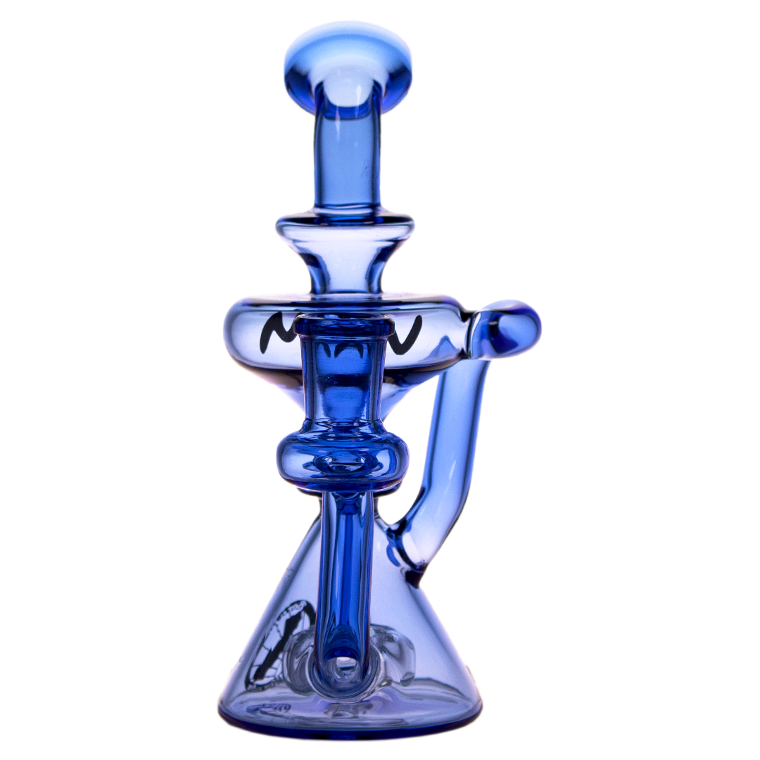 MAV Glass - Mini Santa Barbara Waffle Inverted Puck Recycler in Blue, Front View