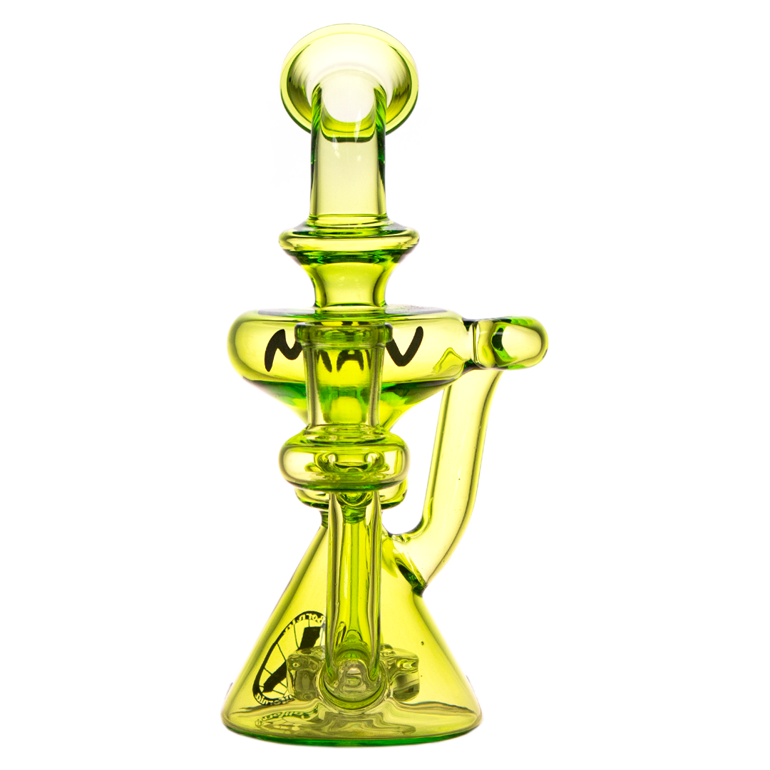 MAV Glass - Mini Santa Barbara Waffle Inverted Puck Recycler, 7" with Vortex Percolator, Front View
