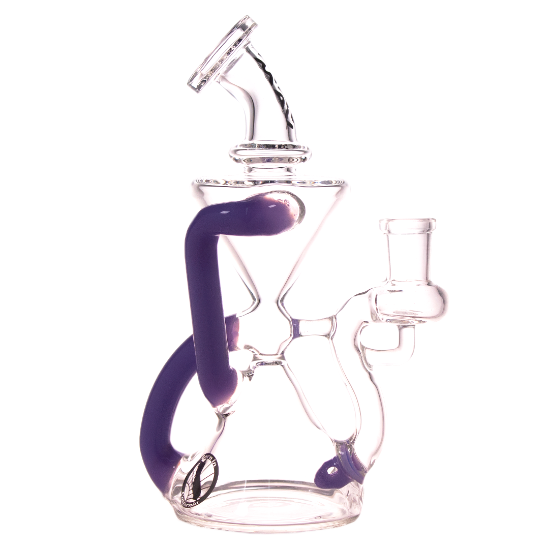 MAV Glass - Mini Zuma+ Gpen Bundle in Purple, 7.5" Vortex Percolator Dab Rig, Side View