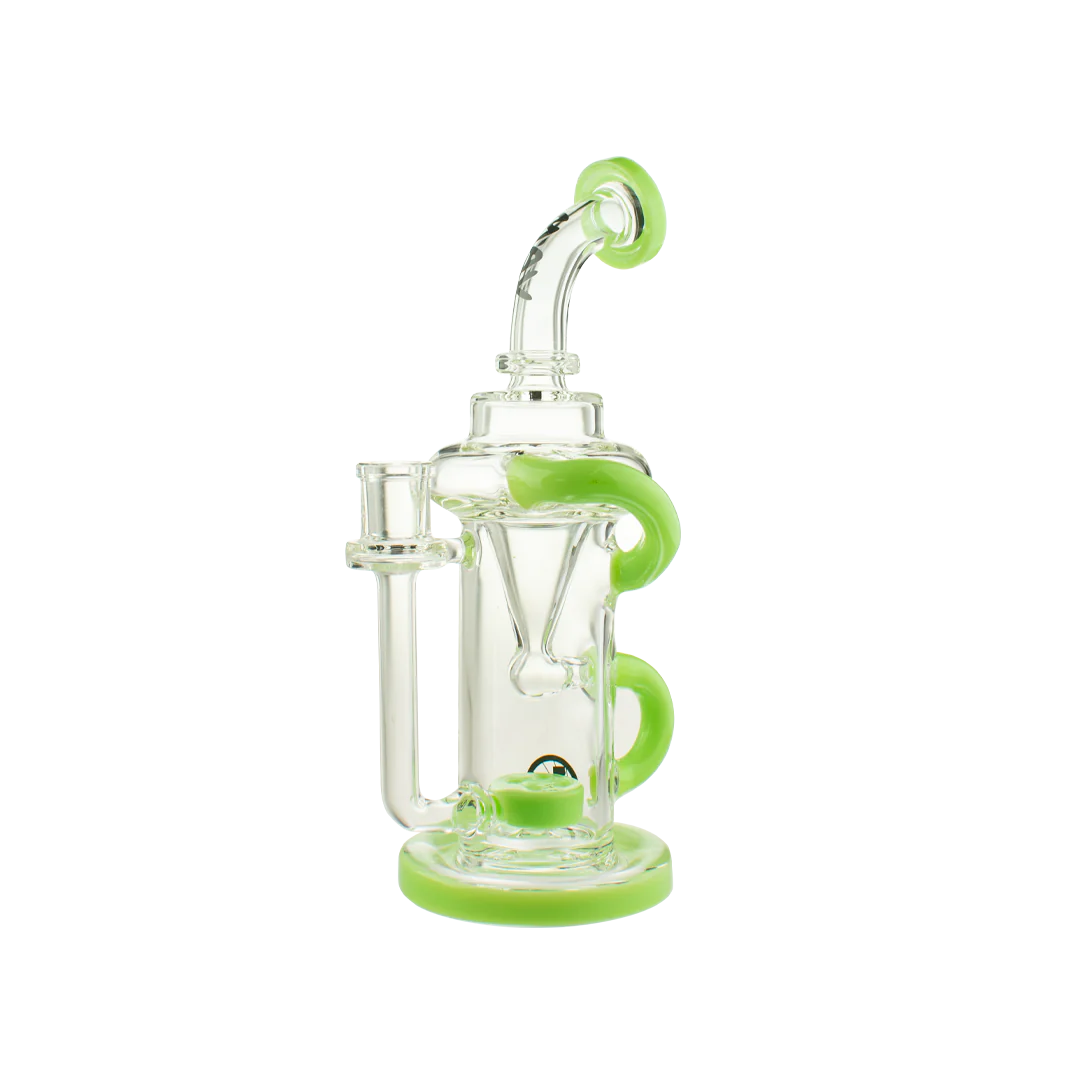 MAV Glass - Pch Recycler Dab Rig in Slime Green with Vortex Percolator - Front View