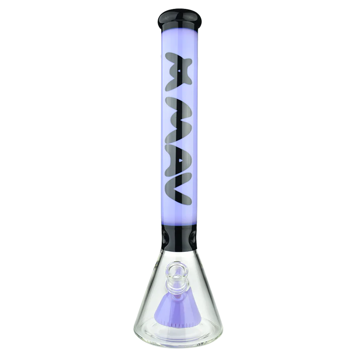 MAV Glass 18'' Pyramid Beaker Bong in Purple with Slitted Pyramid Percolator - Front View