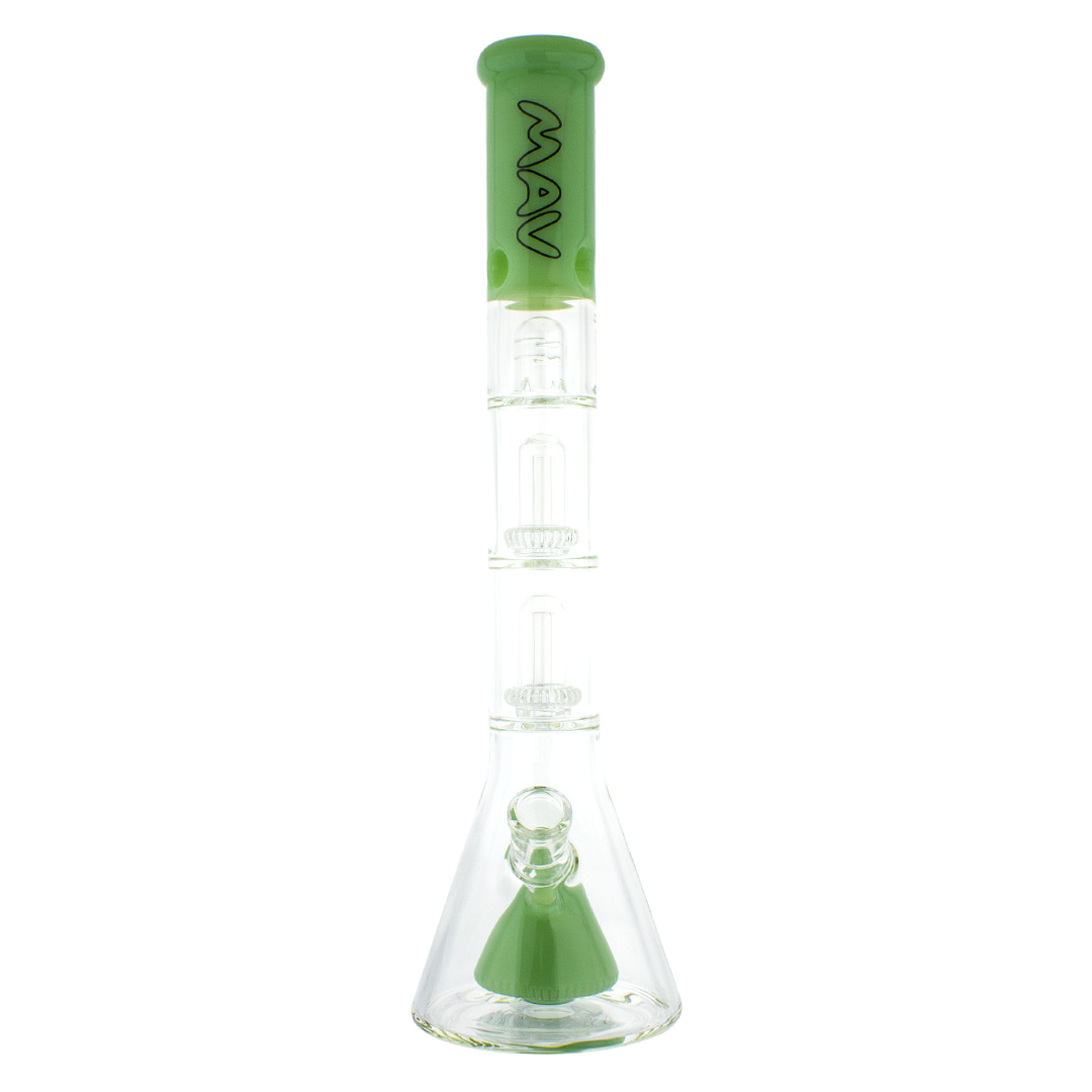 MAV Glass - Pyramid to UFO Beaker Bong in Seafoam, Front View with 18-19mm Joint