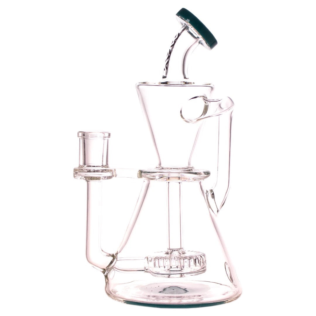 MAV Glass Maverick Santa Monica Dab Rig with Slitted Puck Perc, Clear Variant, Side View