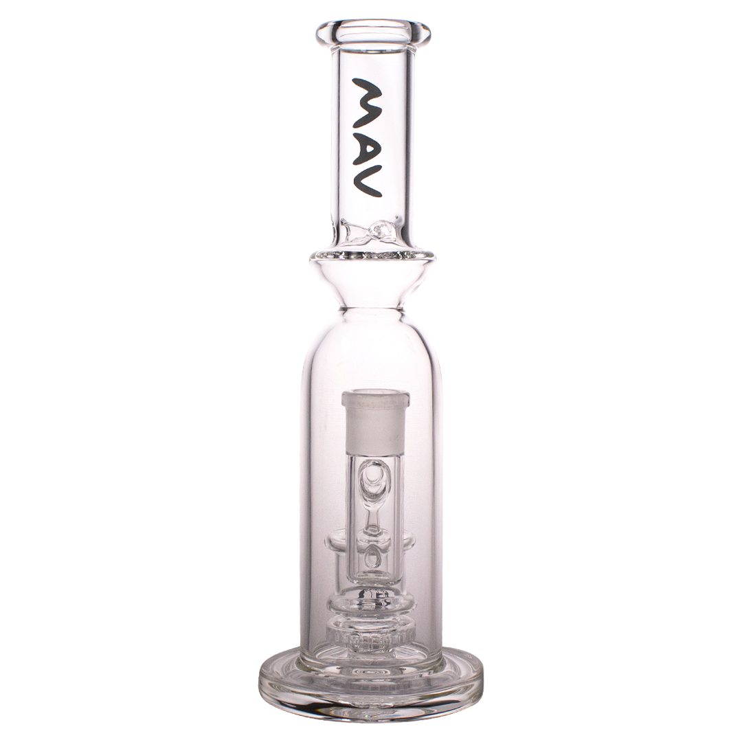 MAV Glass Maverick Clear Single UFO Perc Bottle Bong with 12" Height and 18-19mm Joint Size