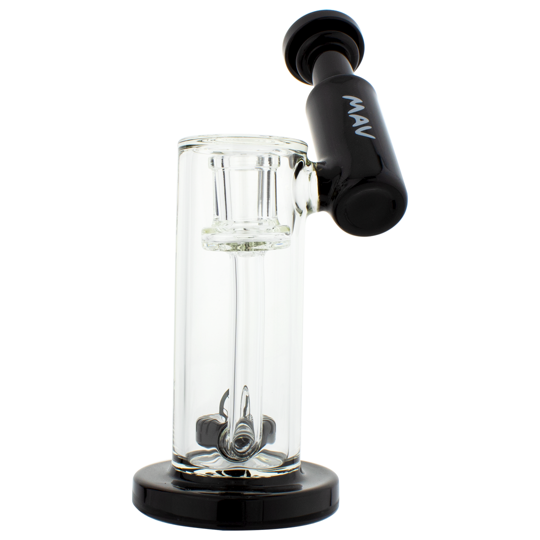 MAV Glass Maverick - Slitted Puck Sidecar Rig in Black, Showerhead Percolator, 7" Height