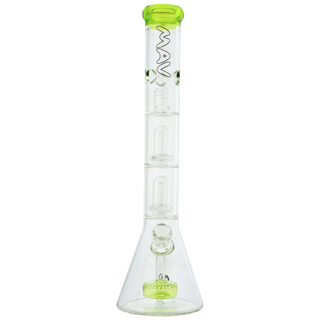 MAV Glass - Slitted Puck to UFO Beaker Bong in Ooze with 18-19mm Joint - Front View
