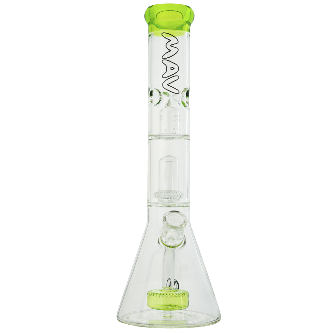 MAV Glass - Slitted Puck to UFO Beaker Bong with 18-19mm Joint Size, Front View