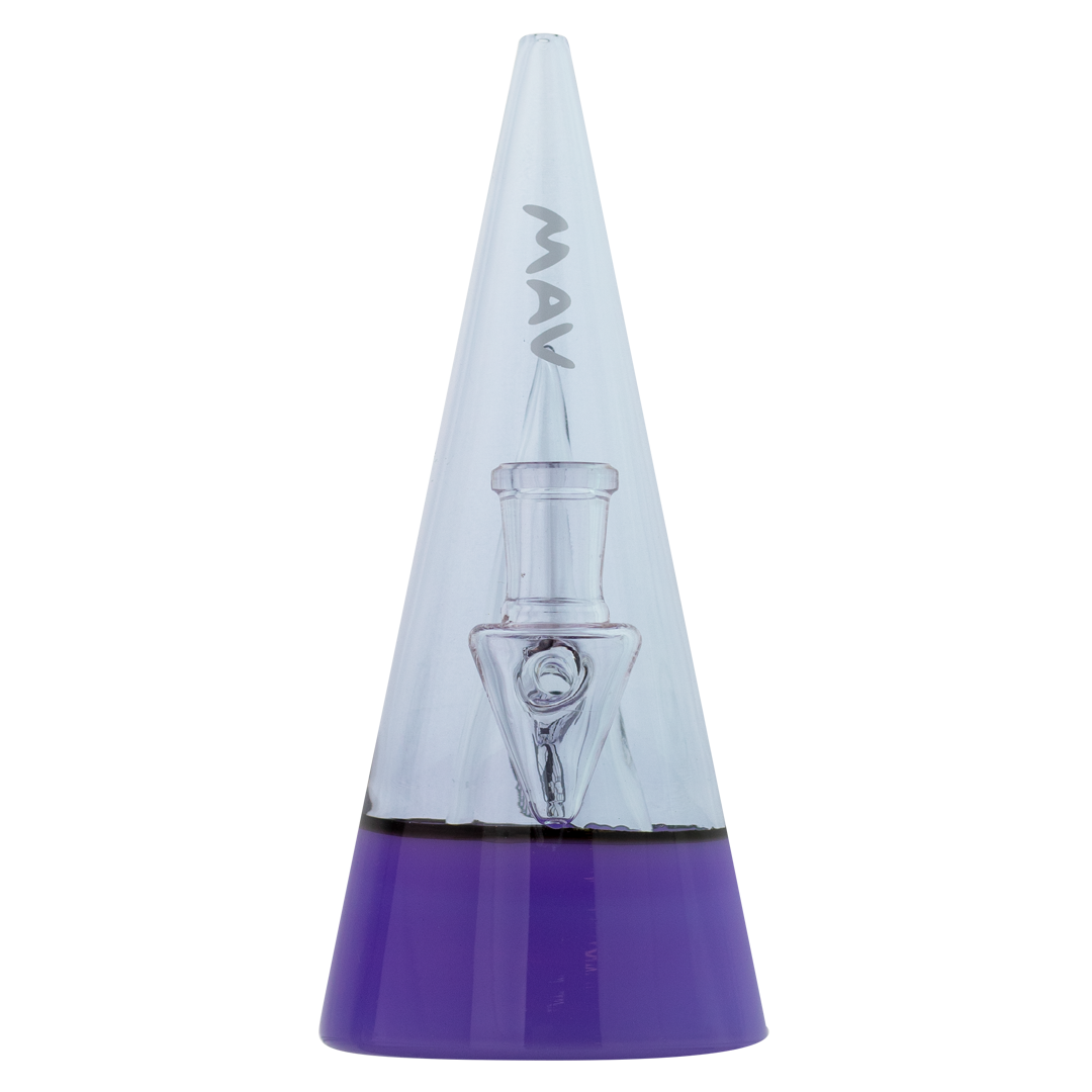 MAV Glass - The Beacon 2.0 Beaker Bong in Purple, Front View, 7" Height, 14mm Female Joint