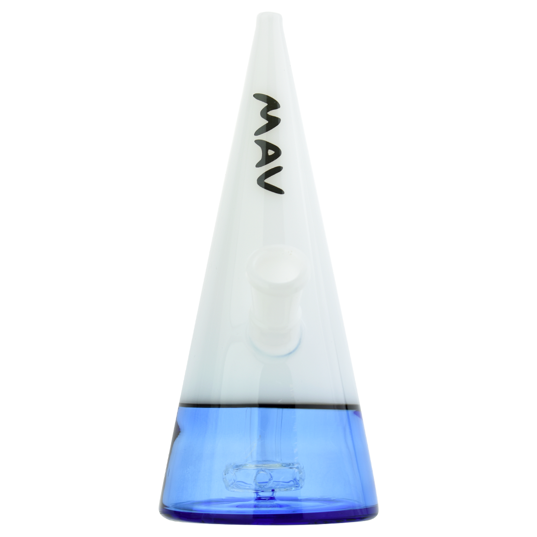 MAV Glass - The Beacon Dab Rig in Ink Blue/White, Front View, 7" Height, 14mm Female Joint