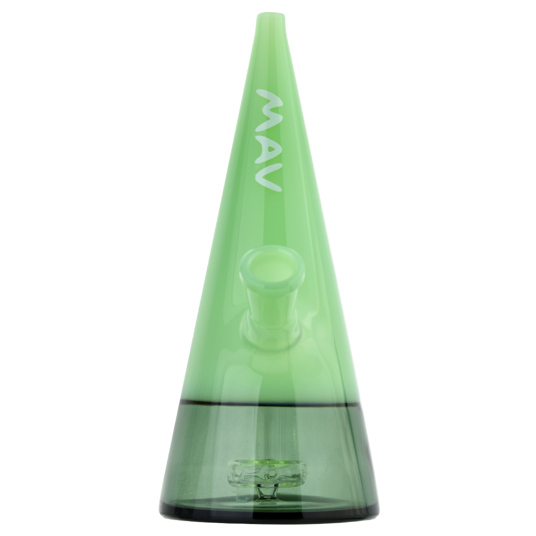 MAV Glass - The Beacon Dab Rig in Smoke/Seafoam, 7" Tall with 14mm Female Joint, Front View