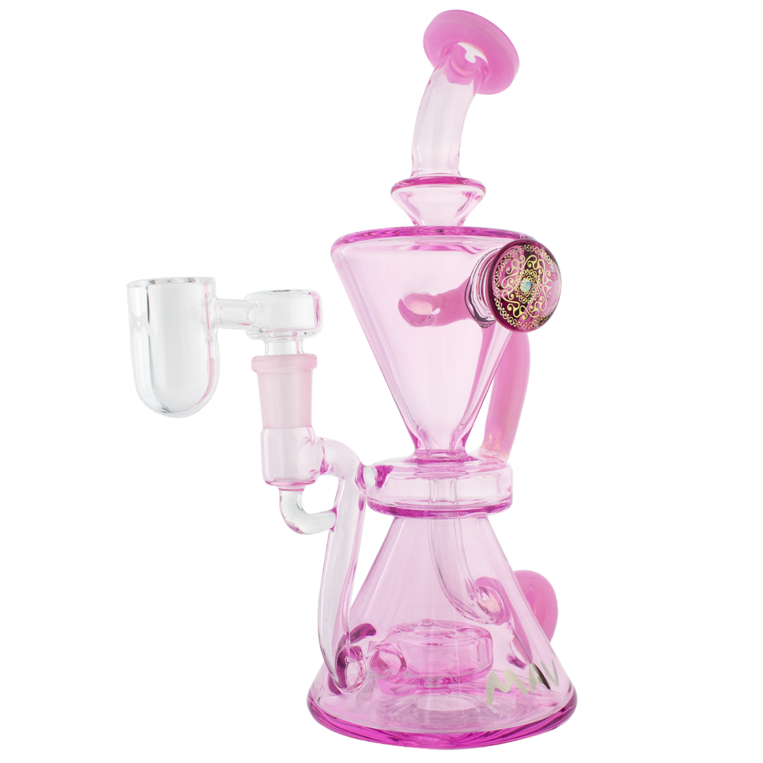 MAV Glass - The Beverly Subtl Collab Pink Hourglass Recycler Dab Rig Front View