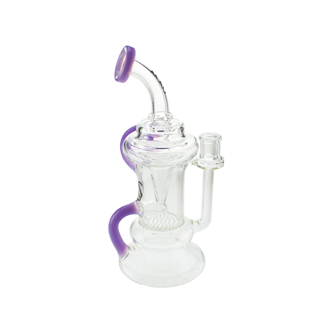 MAV Glass Maverick - The Big Bear Recycler Dab Rig in Purple, Honeycomb Percolator, Side View