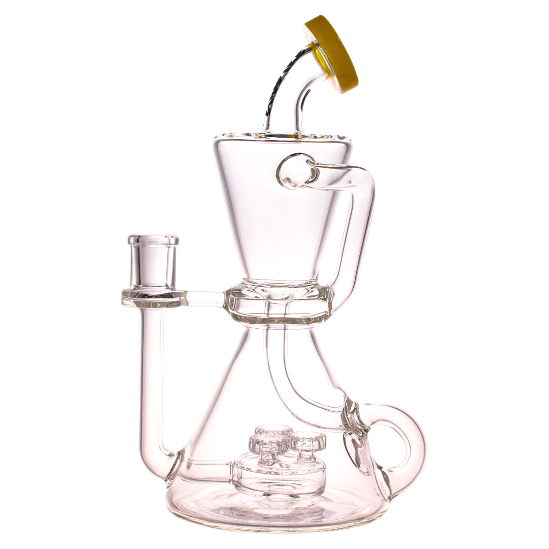 MAV Glass - The Shasta Dab Rig in Yellow with Vortex Percolator and Glass on Glass Joint