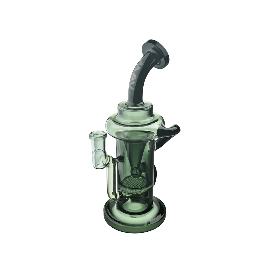 MAV Glass - The Sonoma Recycler Bong in Black & Smoke, 10" with Vortex Percolator, Side View