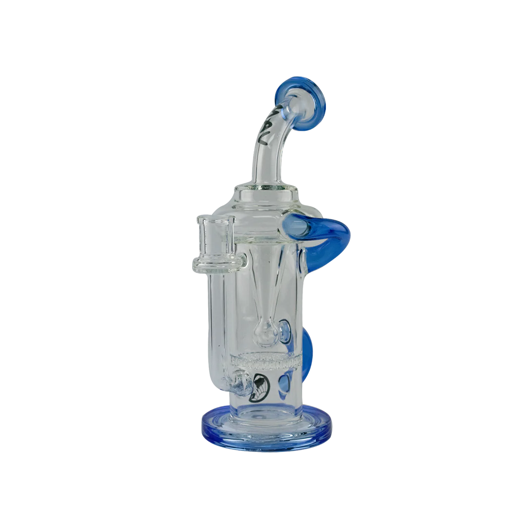 MAV Glass - The Sonoma Recycler Bong in Blue with Vortex Percolator - Front View