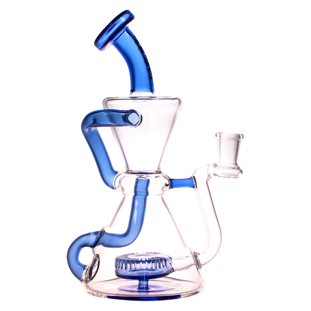 MAV Glass - The Yosemite Recycler Bong in Blue with Vortex Percolator - Front View