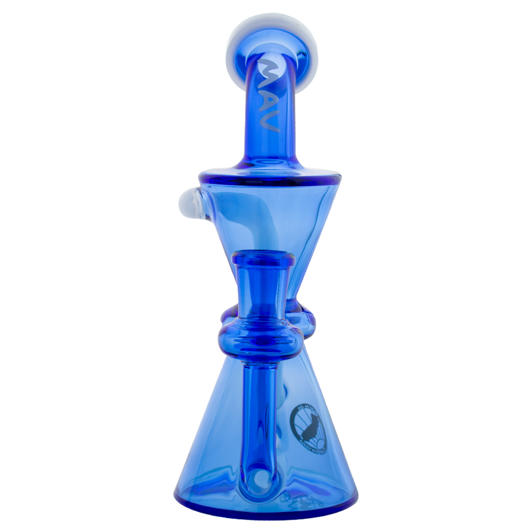 MAV Glass - Blue & White Tx220 Dab Rig with Vortex Percolator - Front View