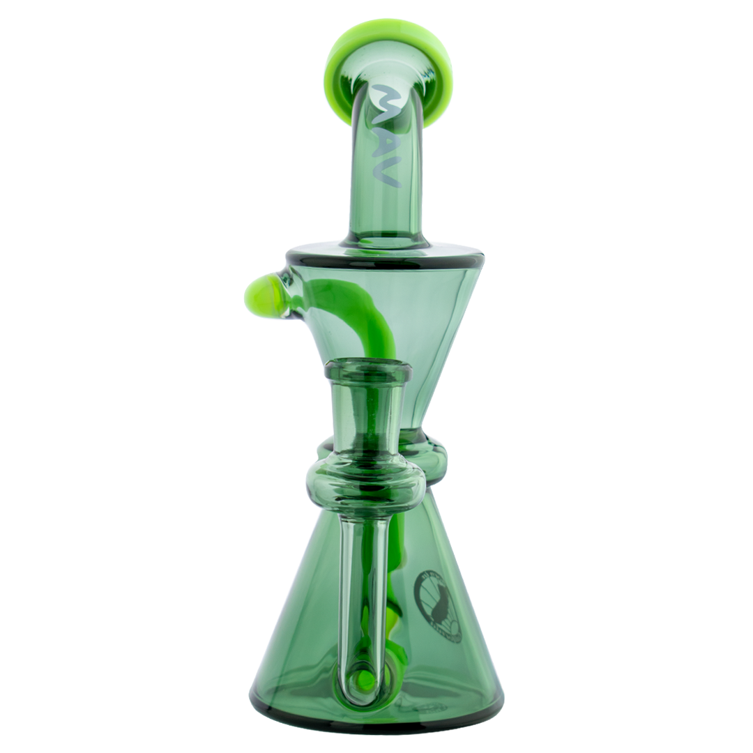 MAV Glass Maverick Tx220 Dab Rig in Smoke & Slime, 7.5" with Vortex Percolator, Front View