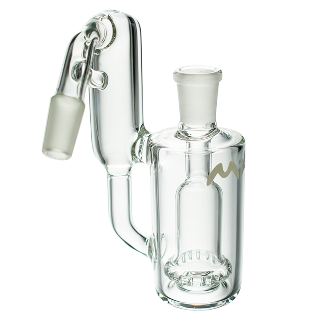 MAV Glass - Ufo Recycler Ash Catcher, 14mm 45 Degree, Clear with Showerhead Percolator