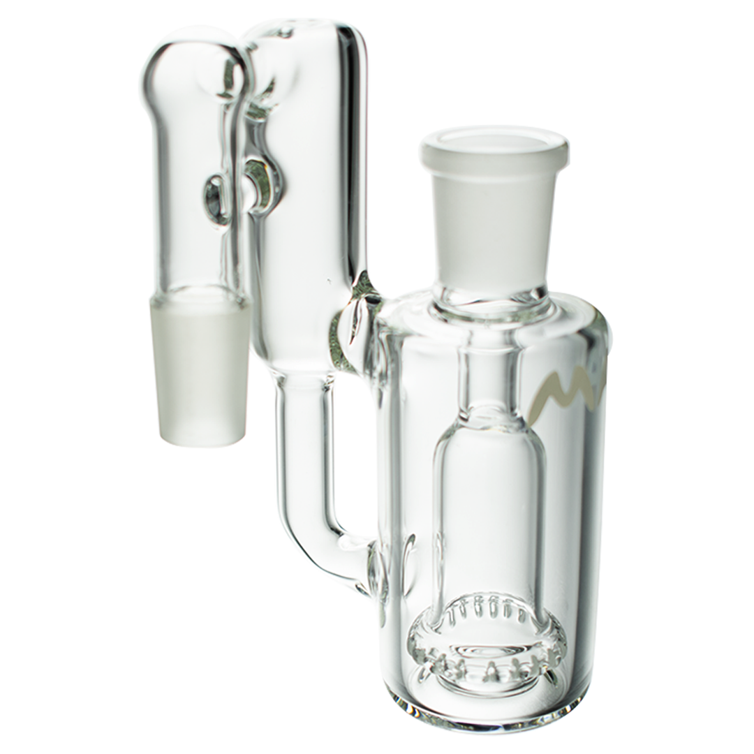MAV Glass - Ufo Recycler Ash Catcher, 18mm 90 Degree, Clear Glass, Side View