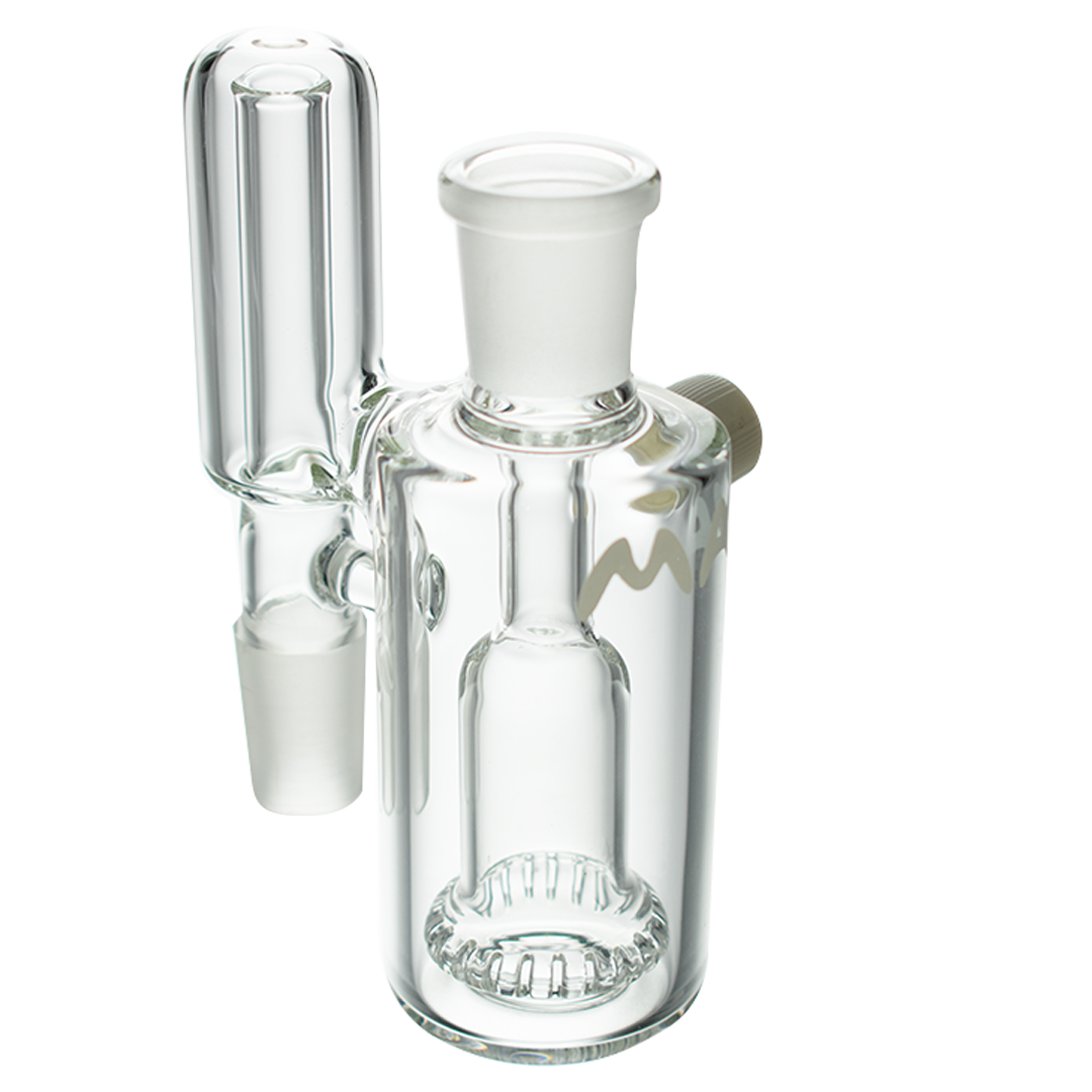 MAV Glass - Ufo Splashproof Ash Catcher, 90 Degree Joint, 14mm, Clear Glass, Front View
