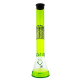 MAV Glass - Wig Wag Beaker Bong in Neon Green, 18" Tall, 50mm Diameter, Front View