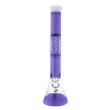 MAV Glass - Purple Wig Wag Beaker Bong, 18" Tall, 50mm Diameter, Front View