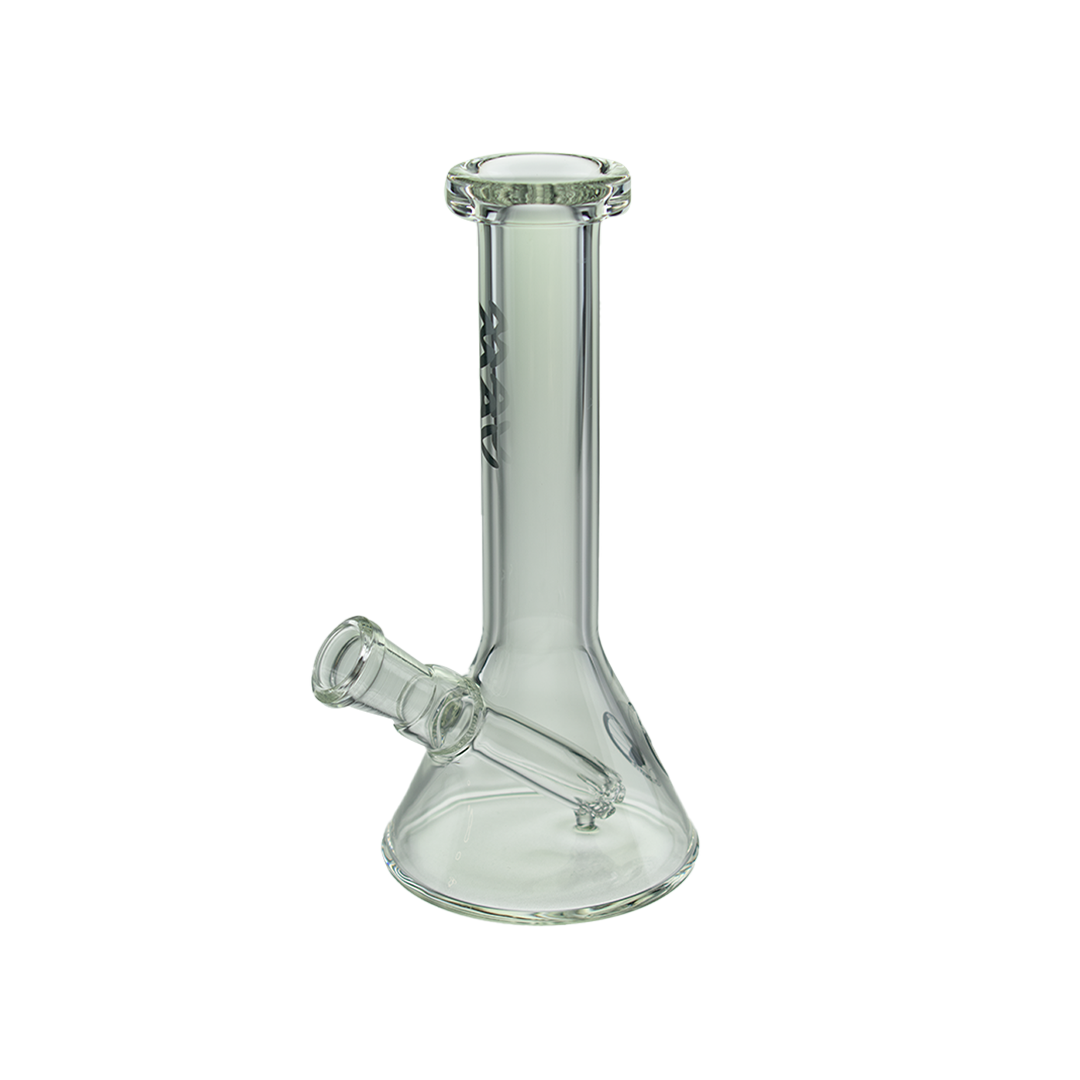 MAV Glass Mini Slim Neck Beaker in Clear, Portable 8" Dab Rig with Glass on Glass Joint