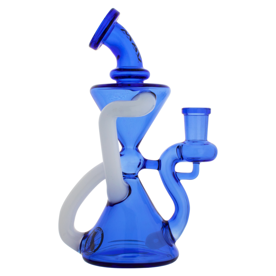 MAV Glass Mini Zuma Recycler Dab Rig in Ink Blue with Vortex Percolator - Front View
