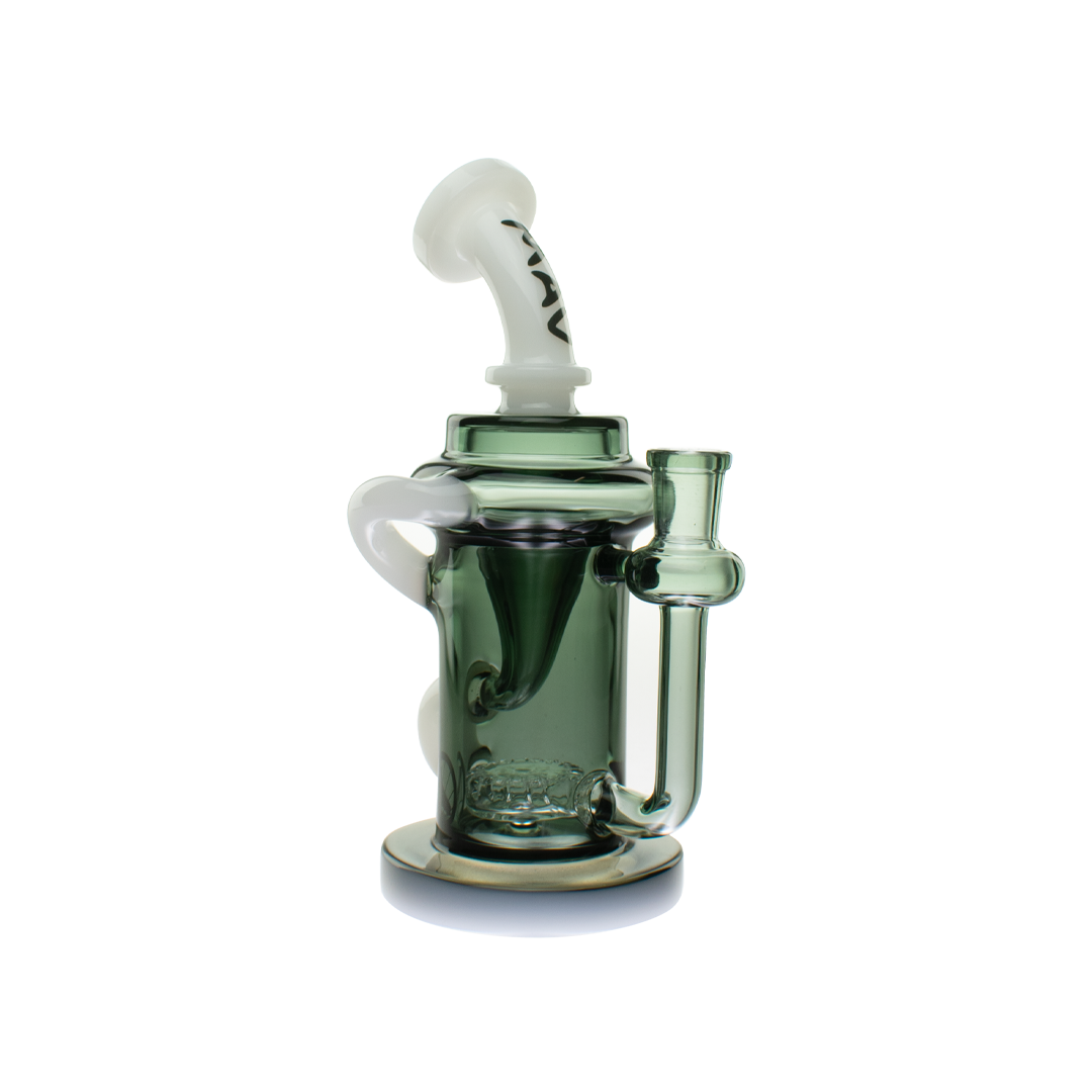 MAV Glass Monterey Recycler Dab Rig in Black and White with Vortex Percolator - Front View