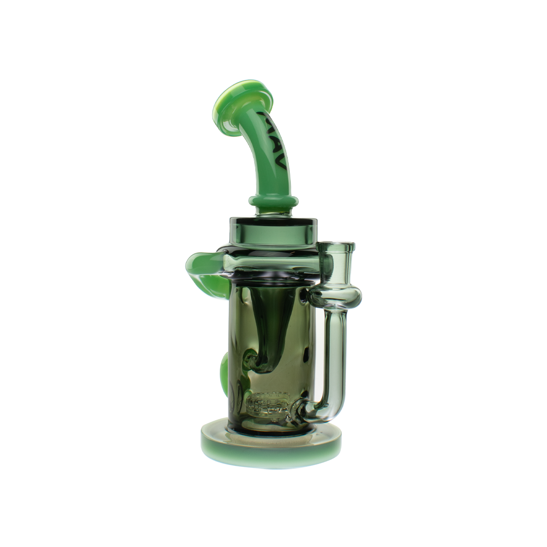 MAV Glass Monterey Recycler Dab Rig in Seafoam, with Vortex Percolator, Front View