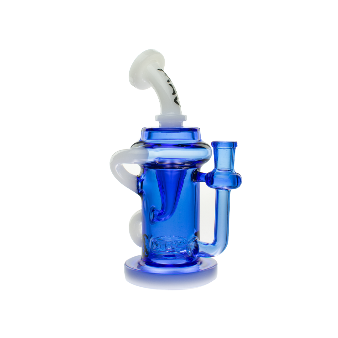 MAV Glass Monterey Recycler Dab Rig in Ink Blue with Vortex Percolator and 14mm Joint - Front View