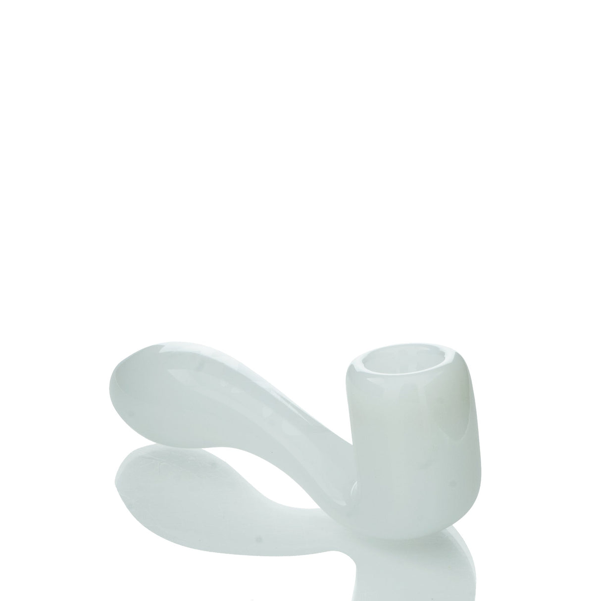 MAV Glass Pocket Sherlock in White - Compact 3.5" Hand Pipe for Concentrates, Side View