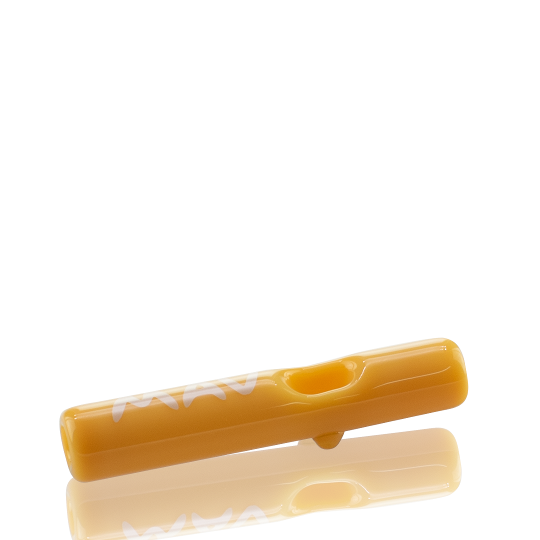 MAV Glass Pocket Steamroller in Butter color, compact 4" design, ideal for travel, side view