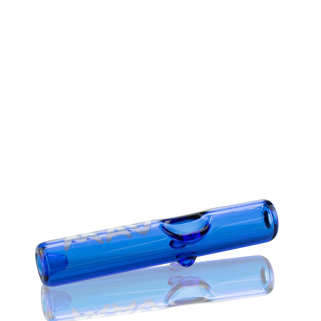 MAV Glass Pocket Steamroller in Ink Blue - Compact 4" Hand Pipe for Concentrates, Side View