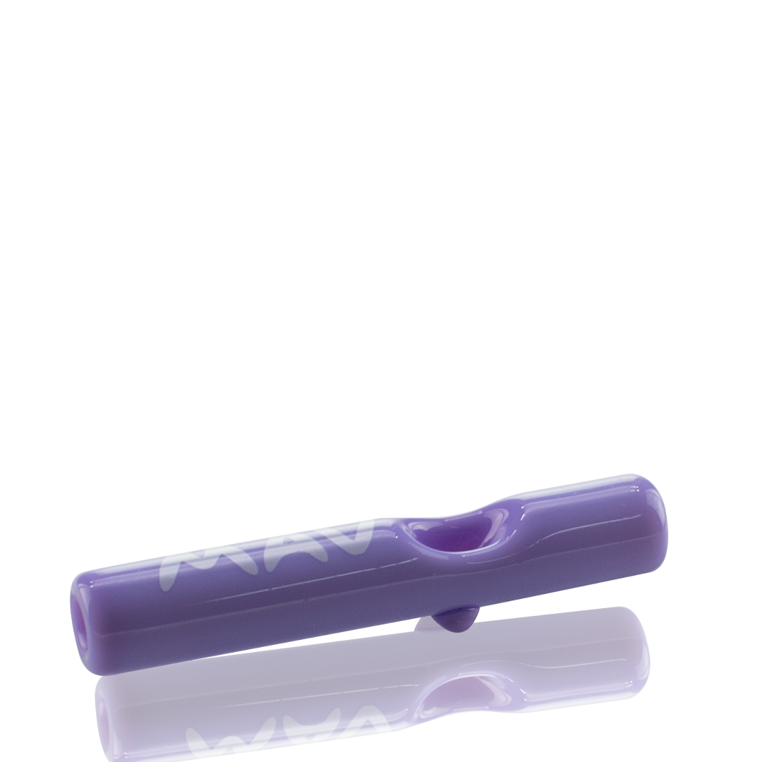 MAV Glass Pocket Steamroller in Purple - Compact 4" Glass Hand Pipe for Concentrates, Side View