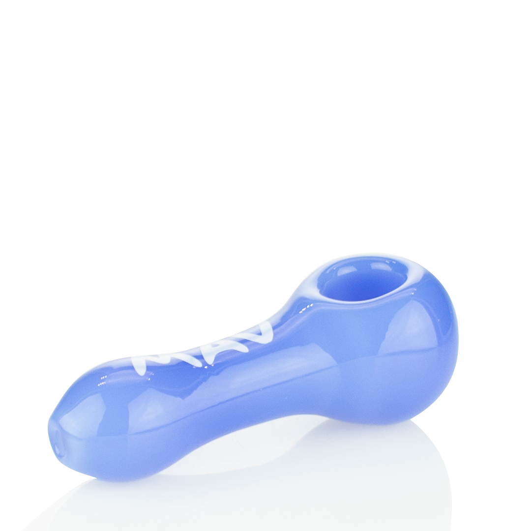 MAV Glass Professional Hand Pipe in Lavender, 4" Spoon Design, Portable, Side View