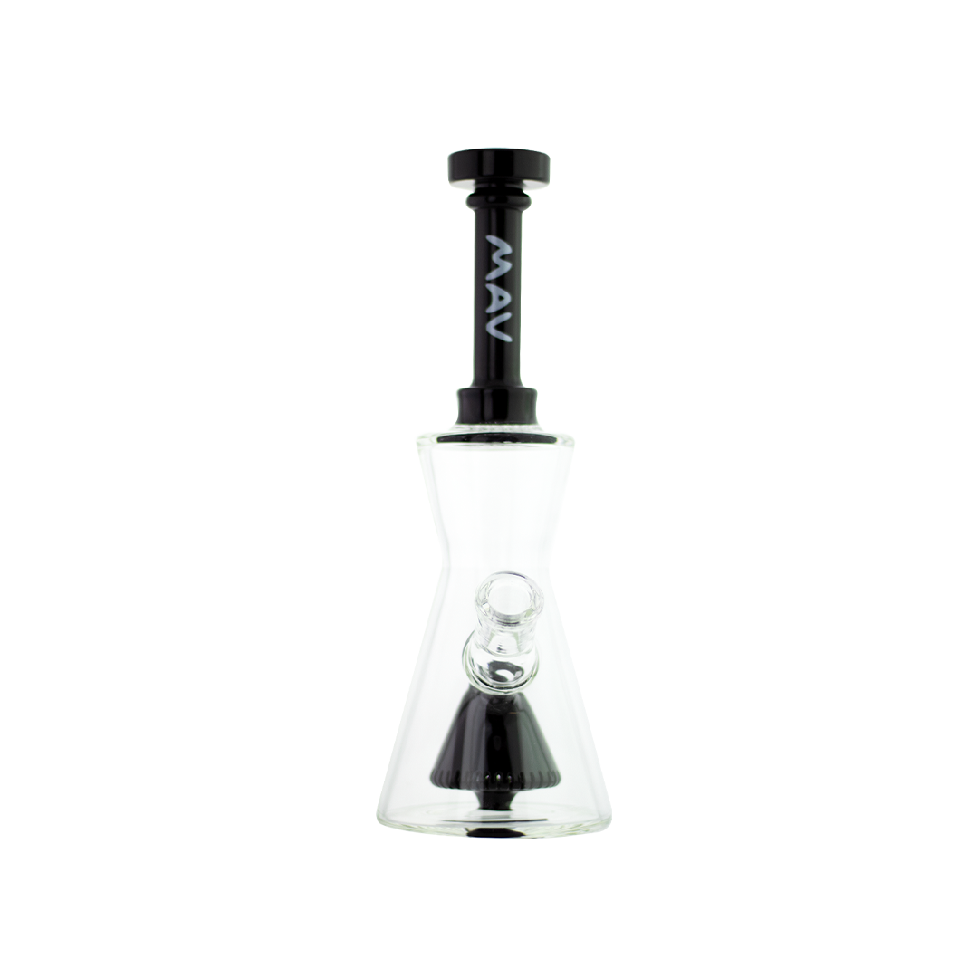 MAV Glass Pyramid Hourglass Bong in Black with Slitted Pyramid Percolator - Front View