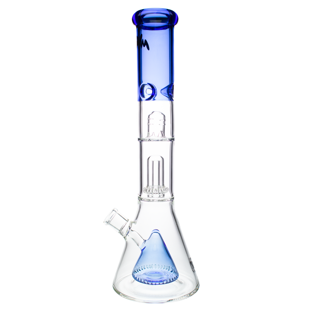 MAV Glass Pyramid To Single UFO Beaker in Ink Blue, 15" tall with 18-19mm Joint Size