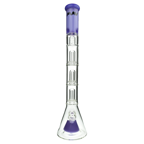 MAV Glass Pyramid To Triple UFO Beaker Bong in Purple - 21" Tall with 18-19mm Joint - Front View