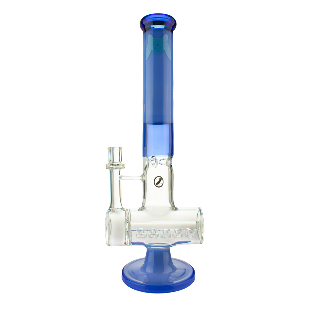 MAV Glass 17" Quintuple Shower Inline Rim Perc Bong in Lavender, Front View on White Background