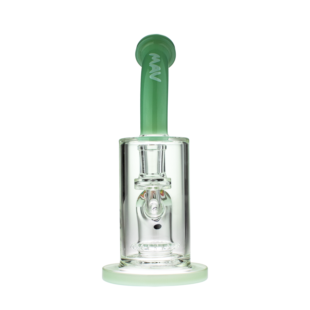 MAV Glass 10" Reversal Wig Wag UFO Bent Neck Dab Rig with 14mm Joint, Front View