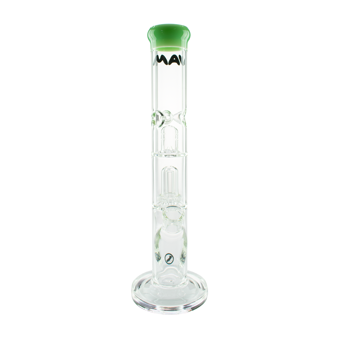 MAV Glass Single to UFO Straight Bong in Sea Foam with Showerhead Percolator, Front View