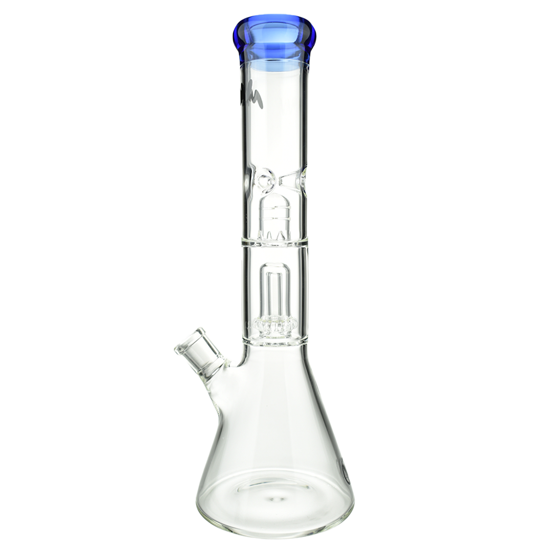 MAV Glass Single UFO Beaker Bong in Ink Blue with Clear Glass, Front View on White Background