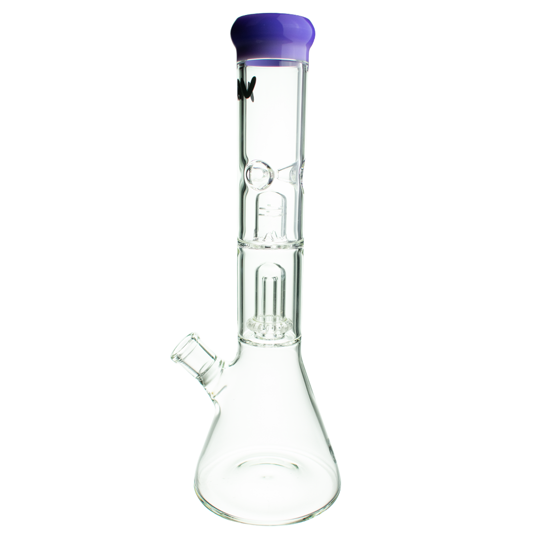 MAV Glass Single UFO Beaker Bong in Purple with 18-19mm Joint Size, Front View on White Background