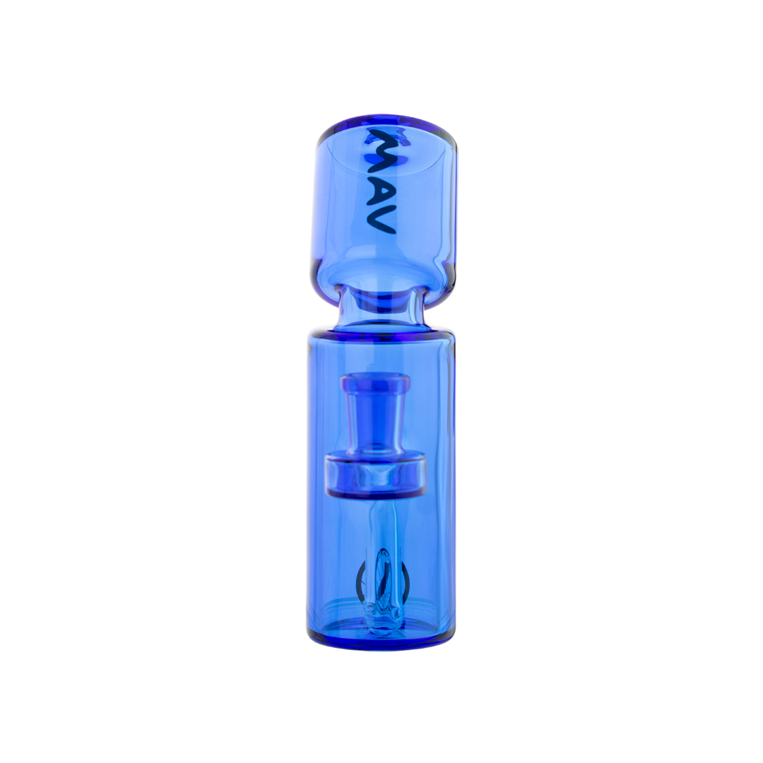 MAV Glass Spraycan Rig in Blue with Hole Diffuser and Glass on Glass Joint - Front View